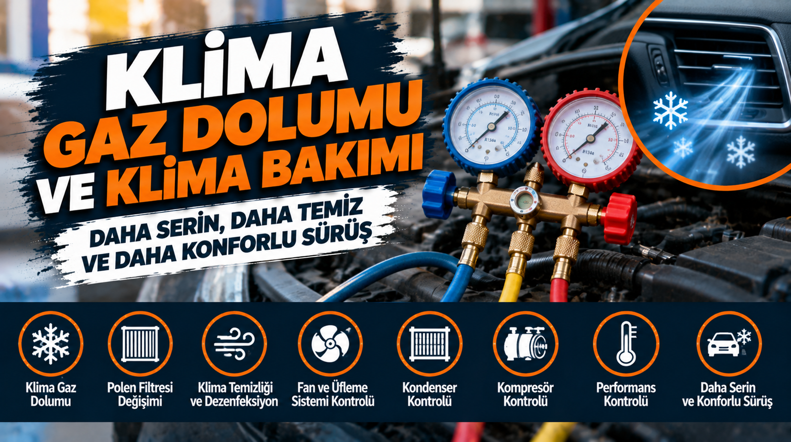 Oto klima gaz dolumu ve araç klima sistemi bakımı