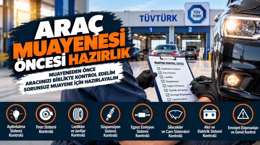 Araç muayenesi öncesi hazırlık ve araç kontrolü